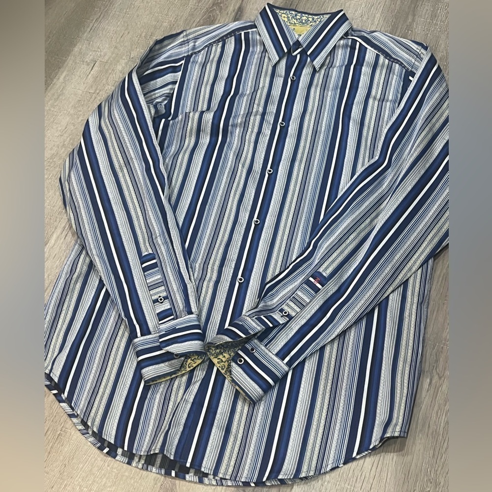 Men’s Robert Graham Large Tall LT Special Edition Cotton Floral Stripe Shirt